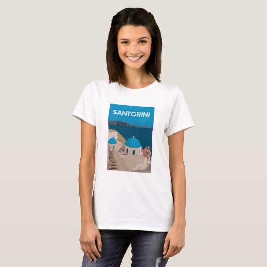 Griechische Inseln Santorini T-Shirt (Vorne ganz)