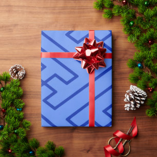 Griechische Inspiration Geometrische Linien Blaues Geschenkpapier