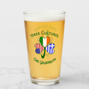 Griechische Irische Amerikanische Flaggen Shamrock Glas