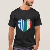 Griechische italienische Flagge Herz Halbitalienis T-Shirt (Vorderseite)
