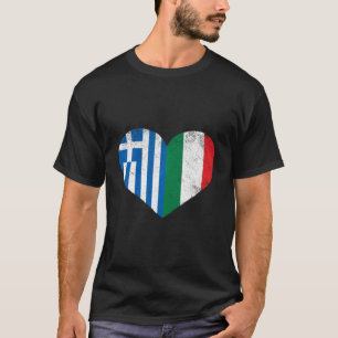 Griechische italienische Flagge Herz Halbitalienis T-Shirt