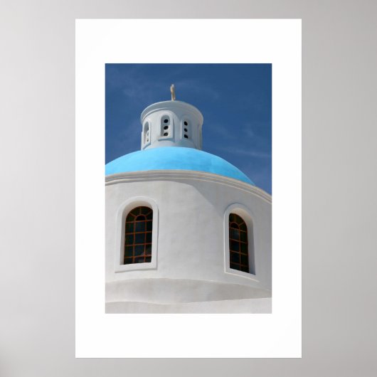 Griechische Kirche in Santorini Poster (Vorne)