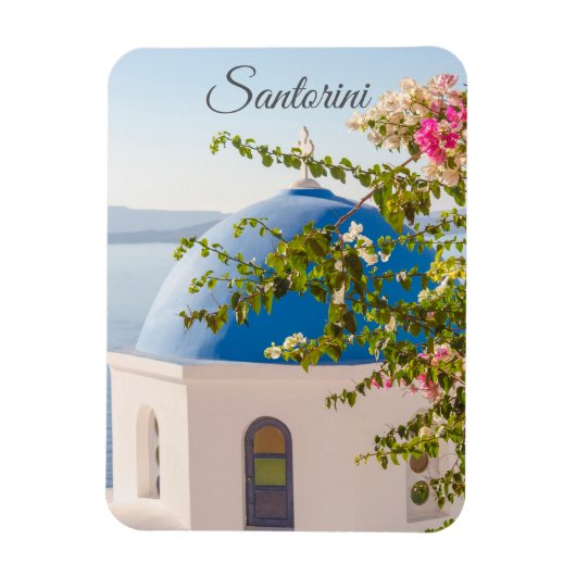 Griechische Kirche mit blauer Kuppel und bunten Bl Magnet (Vertikal)