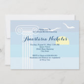 Griechische Kolonne und Möwen Hochzeitsfest Brautp Einladung (Rückseite)