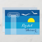 Griechische Kolonne und Möwen Hochzeitsfest Brautp Einladung (Vorne/Hinten)