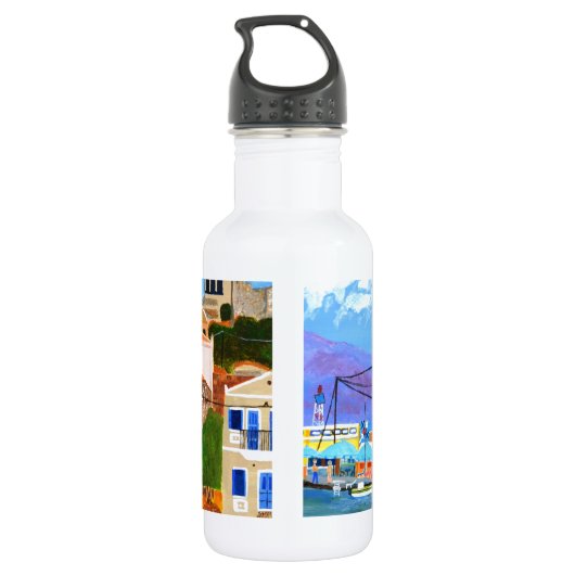 griechische Küste Edelstahlflasche (Rückseite)