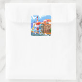 griechische Küste Quadratischer Aufkleber (Tasche)