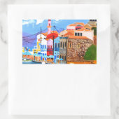 griechische Küste Rechteckiger Aufkleber (Tasche)