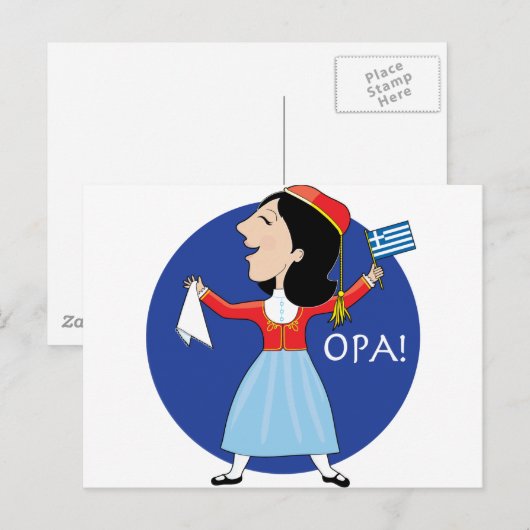 Griechische Lady Dancing Postkarte (Vorne/Hinten)