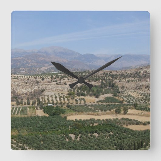 Griechische Landschaftsuhr Quadratische Wanduhr (Vorderseite)