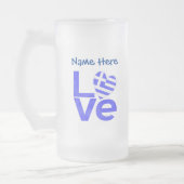 Griechische LIEBE Blau Personalisiert Mattglas Bierglas (Links)