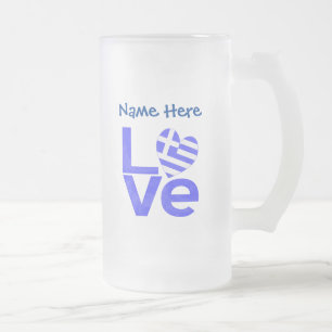 Griechische LIEBE Blaue Personalisierte  Mattglas Bierglas
