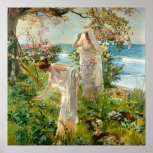 Griechische Mädchen am Strand von Joaquín Sorolla Poster