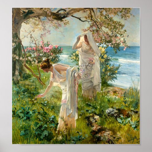 Griechische Mädchen am Ufer Poster (Vorne)