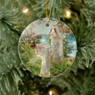 Griechische Mädchen am Ufer, Weihnachtsbaum Keramik Ornament