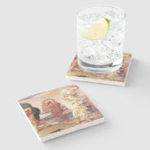 Griechische Mädchen sammeln Kieselsteine an einem  Steinuntersetzer (Seitenansicht)