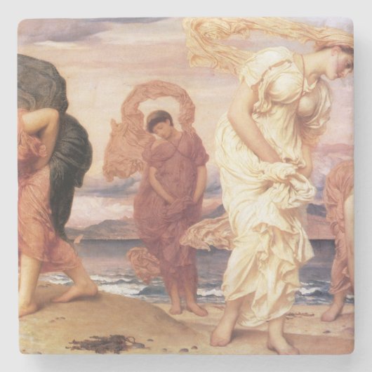 Griechische Mädchen sammeln Kieselsteine an einem  Steinuntersetzer (Vorderseite)