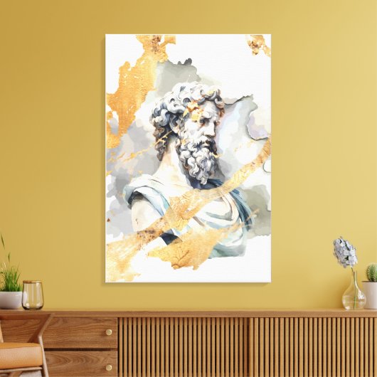 griechische Marmorskulptur eines Mannes mit Bart Leinwanddruck (Insitu (Wohnzimmer))