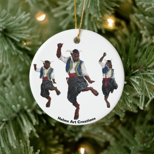 Griechische Minotaurer Tanz Feier Fantasie Ornamen Keramik Ornament (Baum)