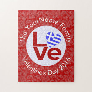 Griechische rote LOVE-Flagge personalisiert Puzzle