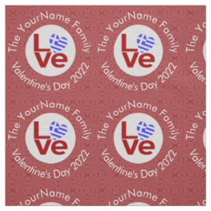 Griechische rote LOVE-Flagge personalisiert Stoff
