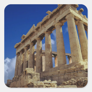 Griechische Ruinen, Akropolis, Griechenland Quadratischer Aufkleber