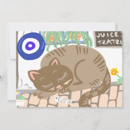 Griechische Schläfrige Katze Taverne Szenerie