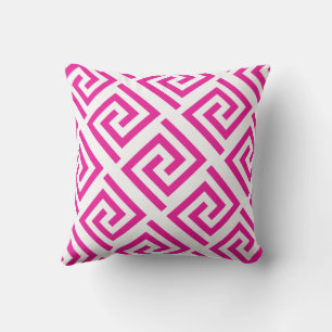 Griechische Schlüssel Muster Rosa Orange Hot Pink  Kissen