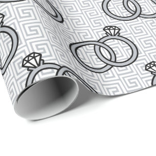 Griechische Schlüssel-Verlobung Hochzeit - Silber Geschenkpapier