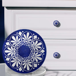 Griechische Schlüsseldekoration - Blau und Weiß Keramikknauf