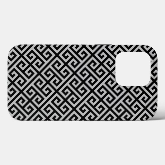 Griechische Schlüsseldiamanten in Schwarz und Grau Case-Mate iPhone Hülle (Rückseite (Horizontal))
