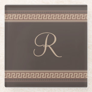 Griechische Schlüsselgrenze Glasuntersetzer