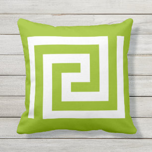 Griechische Schlüsselmuster weiße, apfelgrüne Farb Kissen