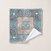 Griechische Schlüsselverzierung - Ohrschnecke und Badhandtuch Set (Waschlappen)