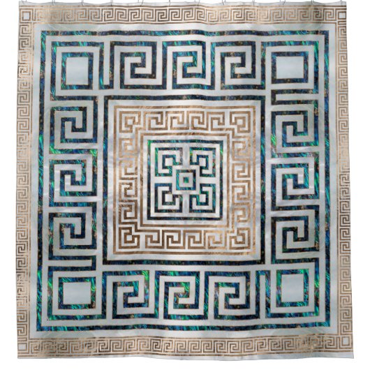 Griechische Schlüsselverzierung - Ohrschnecke und Duschvorhang (Vorderseite)