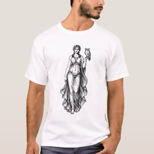 Griechische schöne Göttin mit Eule auf ihrem Arm T-Shirt