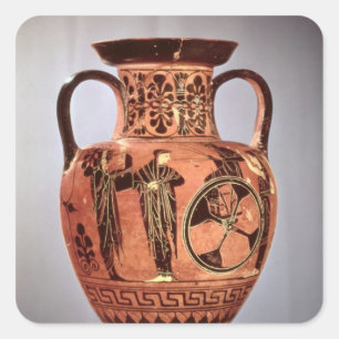 Griechische Schwarzzahl Amphora Quadratischer Aufkleber