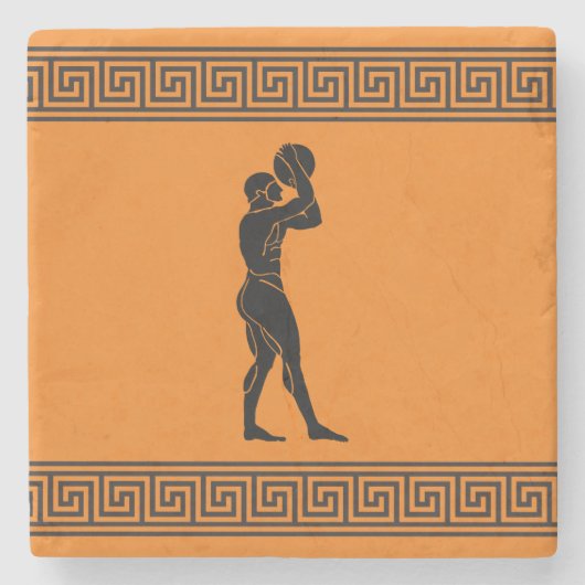 Griechische Sportler - Basketball-Player Orange Steinuntersetzer (Vorderseite)