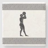 Griechische Sportler - Basketball-Spieler Weißer U Steinuntersetzer (Vorderseite)