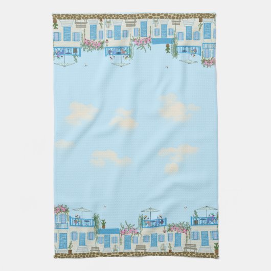 Griechische Stadt Geschirrtuch (Vertikal)