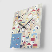 Griechische Stadt Moderne Gegenwart Quadratische Wanduhr (Winkel)