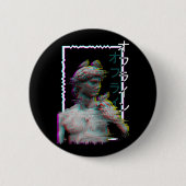Griechische Statue Antike Vaporwave Synthwave Glit Button (Vorderseite)
