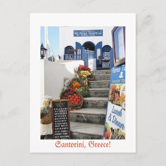 griechische Taverne auf Santorini, Griechenland Postkarte (Vorderseite)