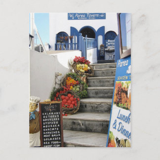 griechische Taverne auf Santorini, Griechenland Postkarte