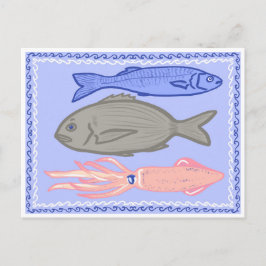 Griechische Taverne Fisch Mittelmeer Essen Poster Feiertagspostkarte