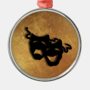 Griechische Theatermaske und tragische Ornament Aus Metall