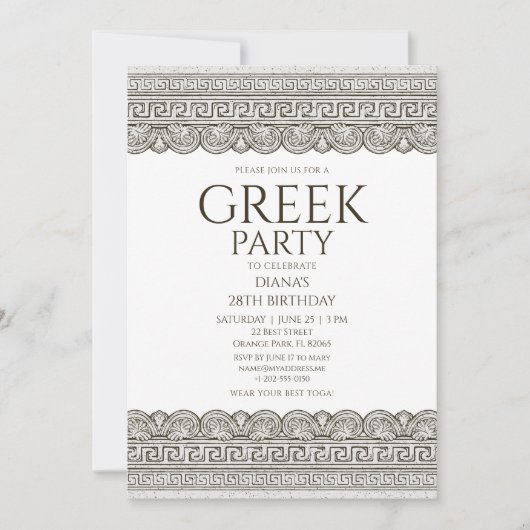 Griechische Toga Einladung mit Stone-Elementen (Vorderseite)