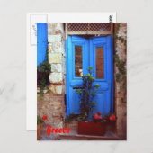 griechische Tür Postkarte (Vorne/Hinten)