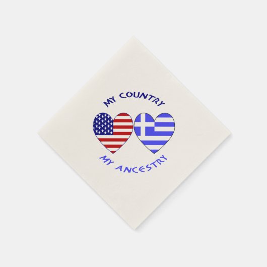 Griechische und US-amerikanische Flaggen Hearts Co Serviette (Ecke)