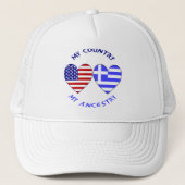 Griechische US-Flaggen hören My Country Meine Herk Truckerkappe (Vorderseite)